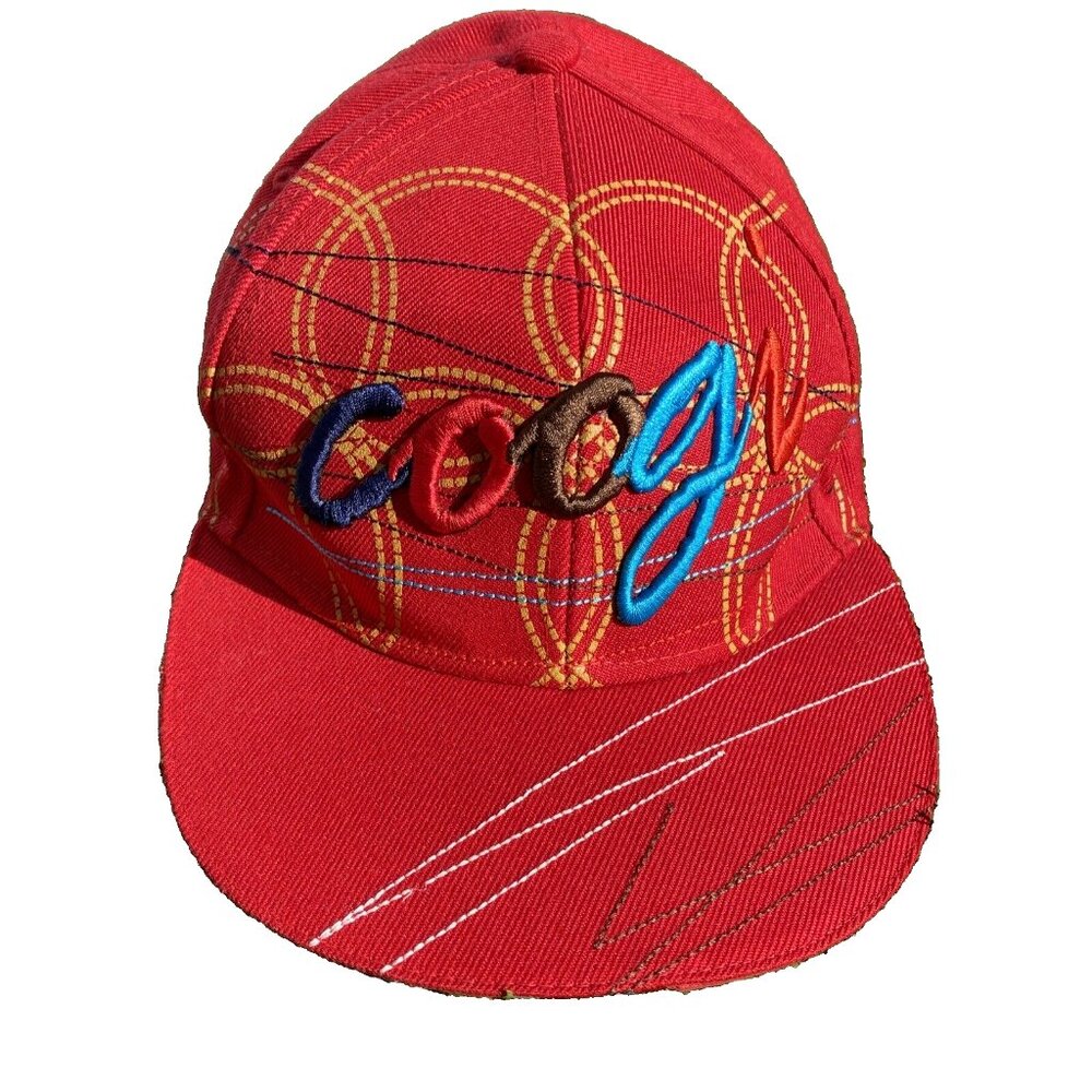 COOGI Mens Fitted Baseball Hat Cap‎ Size 7 3/4 Red Embroidered